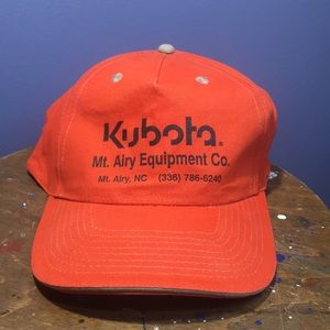 Kubota orange full 6 panel farmers cap trucker style hat adjustable back strap